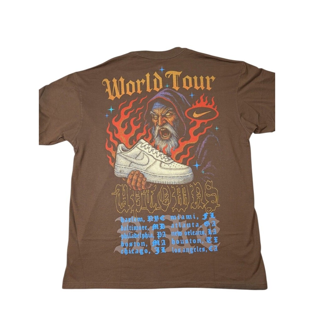 Nike Sports Wear Air Force One World Tour T shirt Wizard Mens Large Brown